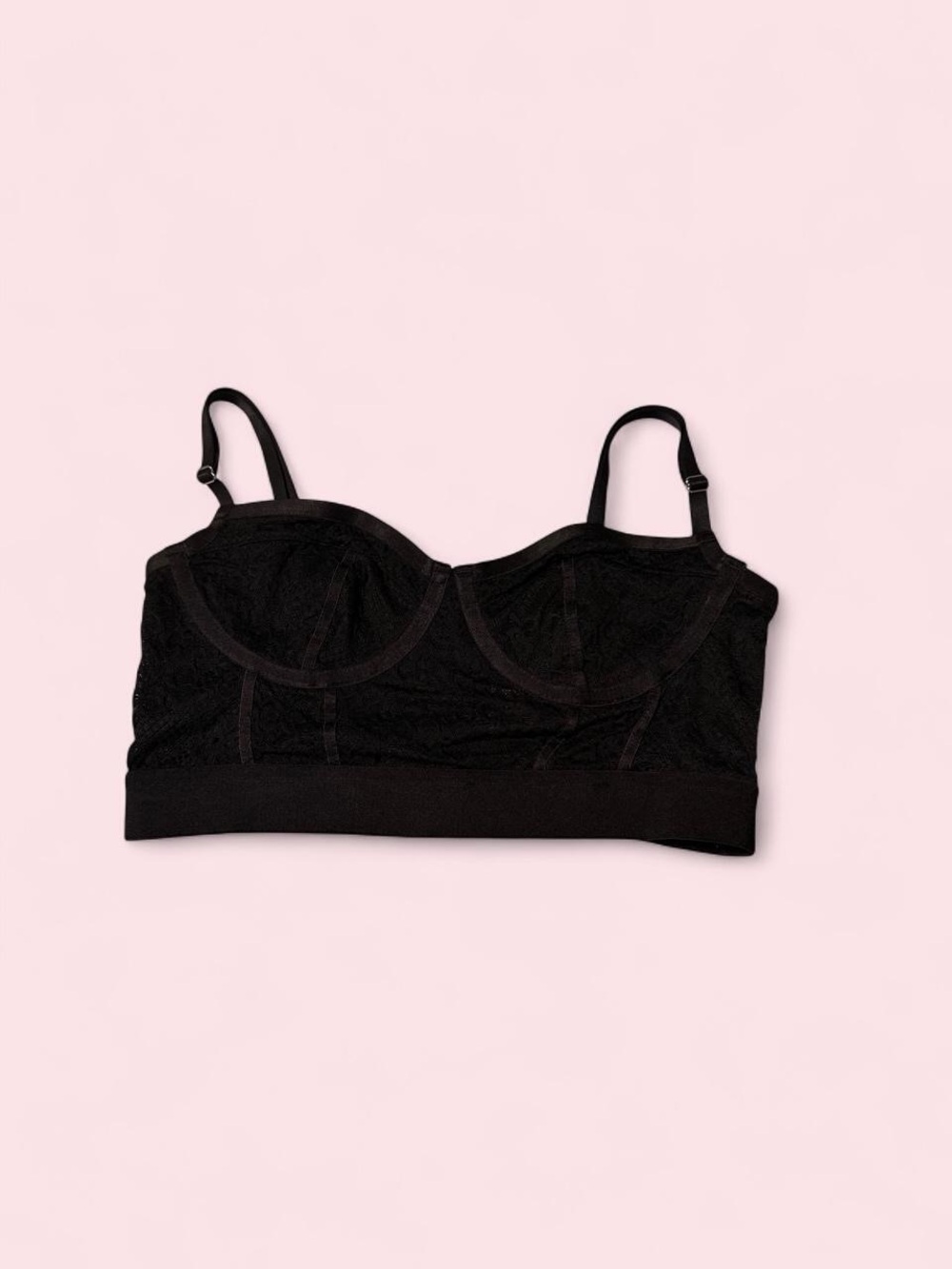 Parade Black Longline Lace Bralette with Adjustable Straps